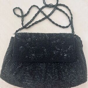 Elegant Black Beaded Evening Bag